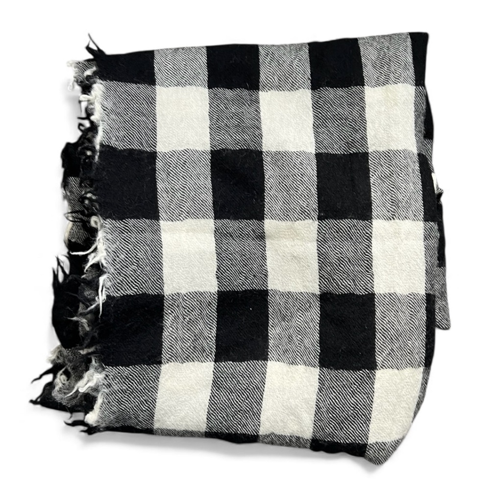 Polo Ralph Lauren Black and White Checkered Scarf wool preppy heritage unisex - Picture 3 of 5